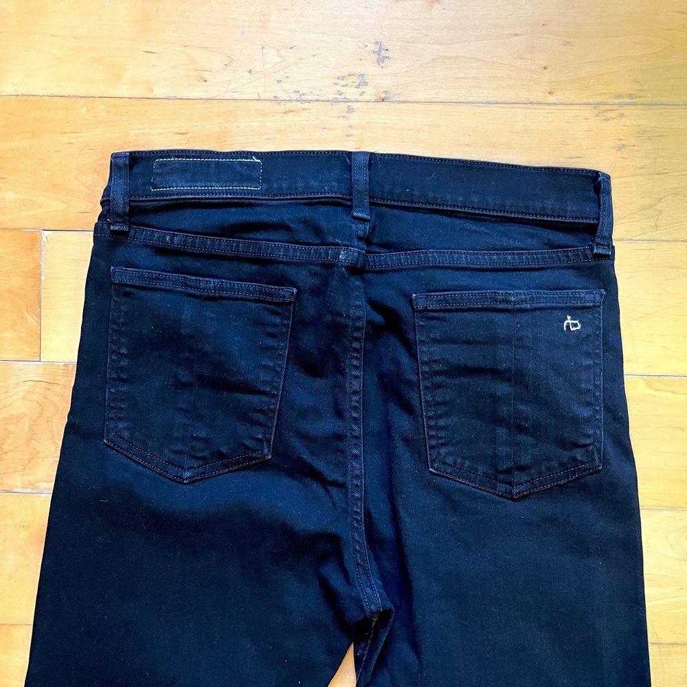 Rag & Bone 10" Crop Flare Jeans Coal Double Hem Black Raw Edge Denim Size 29 EUC - Picture 6 of 11